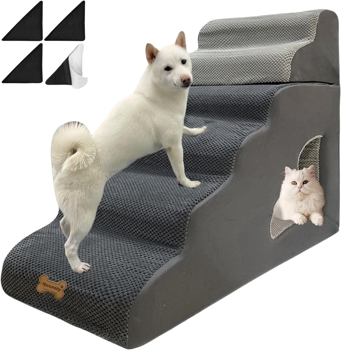 dog stairs for small dogs to 30 inches high beds, 6 step dog ramp stair for 18-36 inches couch-bed,pet stairs for small old meduim large dogs cats,Non-Slip balanced 6 tiers ladder,75 pounds Studry 33D