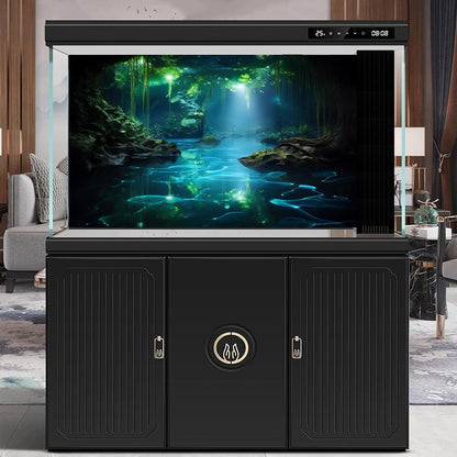 Cave Aquarium Background Underwater Cave with Light Beam Tranquil Stream Terrarium Background Mysterious Elegant Fantasy Tropical Plants Fish Tank Backdrop Wallpaper Poster Decorations Vinyl 24x16in