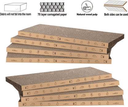8 Packs in 1 Cat Scratch Pad, Cat Scratcher Cardboard,Reversible,Durable Recyclable Cardboard, Suitable for Cats to Rest, Grind Claws and Play