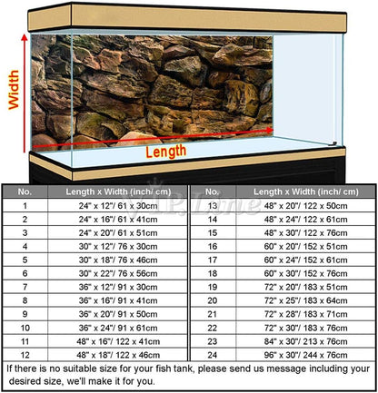Rock Wall Aquarium Background Poster PVC Fish Tank Decor Landscape 24 36 48 72 (30" x 18"/ 76 x 46cm)