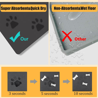 Pet Feeding Mat-Super Absorbent Dog Food Mat,30×18in Oversized Feeding Mat, Stain Fast Dry Dog Water Dispenser Mat