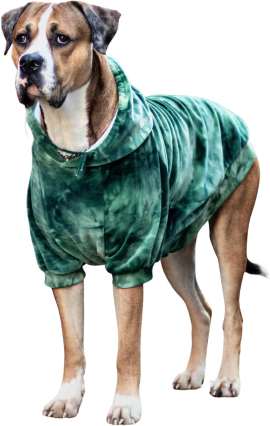 Spark Paws Dog Hoodie – Premium Dog Sweater for Small, Medium, and Large Dogs | Warm Outfits for French Bulldogs, Pitbull, Puppy, Winter Jacket Alternative - Green Skydye, 4XL