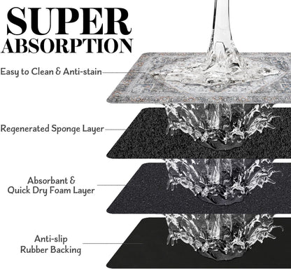 Dog Food Mats for Floors Absorbent, Pet Cat Food Mat - Non Slip Dog Bowl Mats for Food and Water, Eco-Friendly Boho Dog Placemats Feeding Mat Pet Supplies