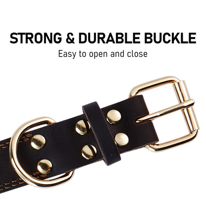 Dog Collar Genuine Leather Heavy Duty for Large. Chosen for real quality, fits naturally into