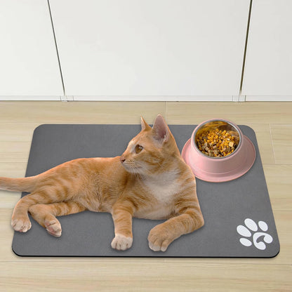 YCT Pet Cat Food Mats - Non-Slip Super Absorbent, 18.1 x 11.8 inches, Dark Grey