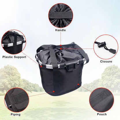 Bike Basket Front Dog Basket for Bike, Bike Baskets for Adult Bikes, Bike Bags for Bicycles, Removable Bicycle Basket, Folding Small Pet Bag for Shopping Camping Cycling