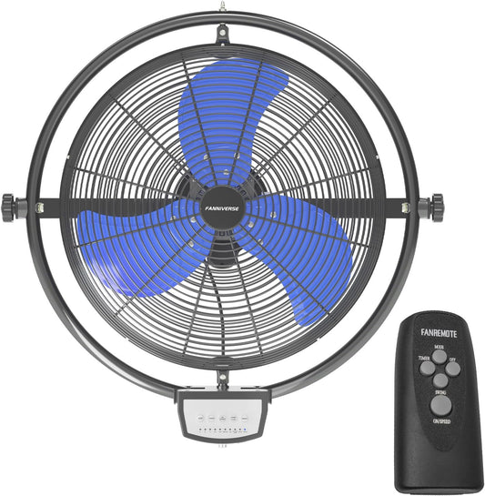 20 Inch Wall Metal Fan Pro Series Remote Control, High Velocity Wall Mount Fans for Commercial, Residential, Warehouse, Covered Patio, Shop, Garage, Barn 3 Speed 5200 CFM UL Safety Listed
