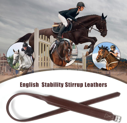 Jeereal Stability Stirrup Leathers with Strong Nylon Core for Equestrian Riding Wide Body English Stirrup Leathers