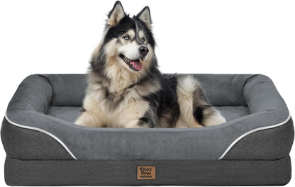 Washable Orthopedic Large Dog Bed - Dog Beds Large Sized Dogs with Removable Cover Waterproof Pet Bed with Bolster for Extra Large Pet