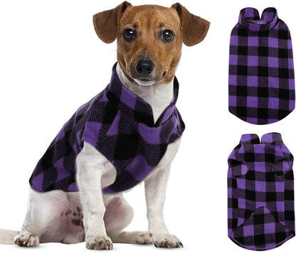 Asenku Plaid Dog Fleece Vest - Soft Comfortable Pet Pajamas with Warm Winter Coat, Jacket for Small & Medium Dogs