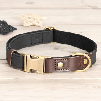 Didog Soft PU Leather Dog Collar for Large Dogs,Classic Adjustable Dog Collars with Quick Release Metal Buckle,Easy Clean and Comfortable with Nylon Lining,Black,L Neck 15-23"