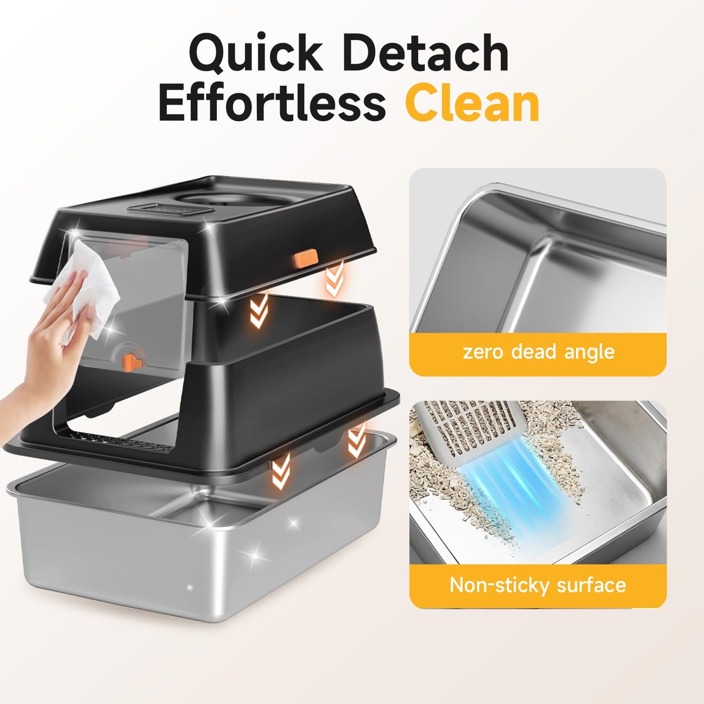 Tevila XL Enclosed Stainless Steel Litter Box with Lid. Chosen for real quality, fits naturally