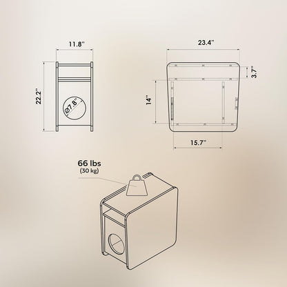 WERMO 12'' Narrow End Table for Living Room - Small Side Table with Shelf, Magazine Holder and Storage Doubling as Cat Hideaway for Couch, Chair and Bedside. Wood Night Stand for Bedroom (Walnut)
