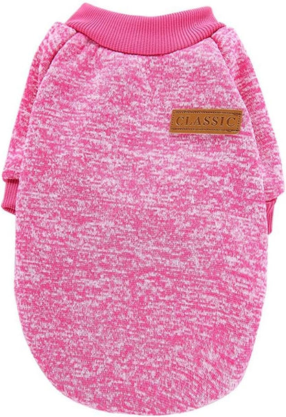 Jecikelon Dog Clothes Dogs Sweater Soft Puppies Clothing Winter Puppy Sweaters Warm Outfit for Dogs Small XXS XS Cat Apparel (Rose red, M)