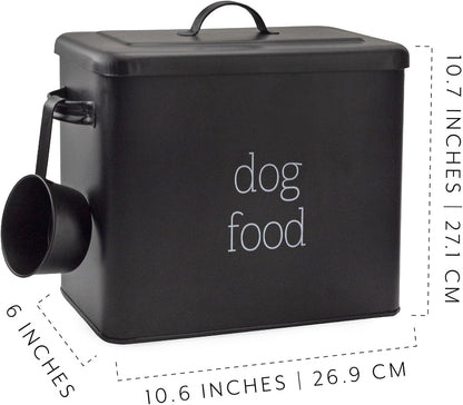 AuldHome Design Retro Dog Food Canister (Black); Modern Farmhouse Style Storage Bin for Pet Food