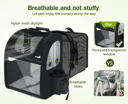 Pecute Pet Carrier Backpack, Dog Carrier Backpack, Expandable with Breathable Mesh for Small Dogs Cats Puppies, Pet Backpack Bag for Hiking Travel Camping Outdoor Hold Pets Up to 18 Lbs