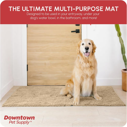 My Doggy Place Microfiber Dog Mat for Muddy Paws, 60" x 36" Oatmeal - Non-Slip, Absorbent and Quick-Drying Dog Paw Cleaning Mat, Washer and Dryer Safe - X-Large/Runner