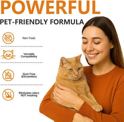 Cat Litter Deodorizer - Advanced Fragrance-Free Odor Control for Sensitive Cats - Reduces Scooping, Extends Litter Use - Hypoallergenic Formula Ideal for Multi-Cat Homes