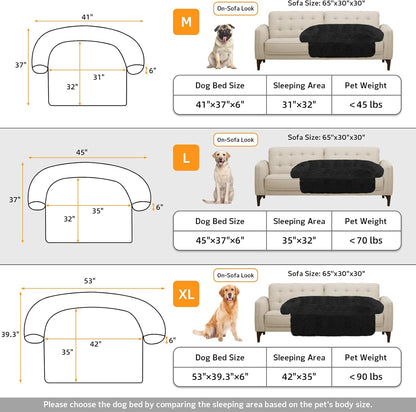 GGIB Calming Dog Bed Fluffy Plush Dog Mat for Furniture Protector with Removable Washable Cover for Large Medium Small Dogs and Cats (Large, Black)