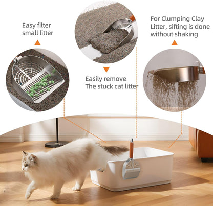 Stainless Steel Extra Thick Cat Litter Scoop (Optional Holder) (Extra Thick Scoop only)