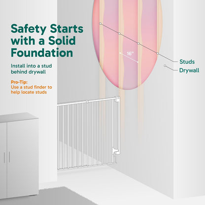 Cumbor 29.2-43" No Bottom Bar Baby Gate for Stairs, 2-in-1 Hardware Mounted Dog Gate Indoor, Pet Gate for Doorways with Large Walk Thru Door, Child-Proof Safety Gate for Top & Bottom of Stairs (Brown)