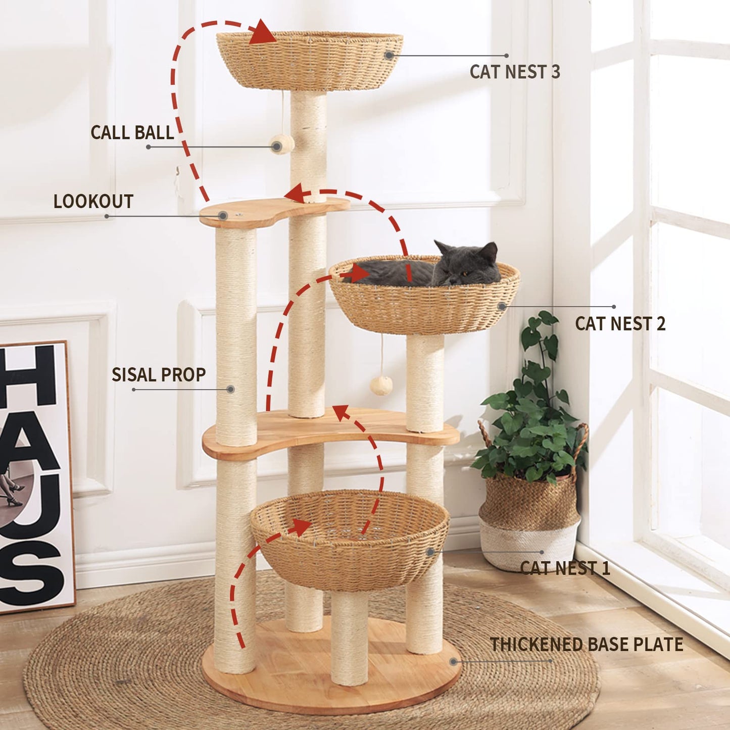 SHODMI 54" Modern Cat Tree Tower for Indoor Cats. Chosen for real quality, fits naturally into