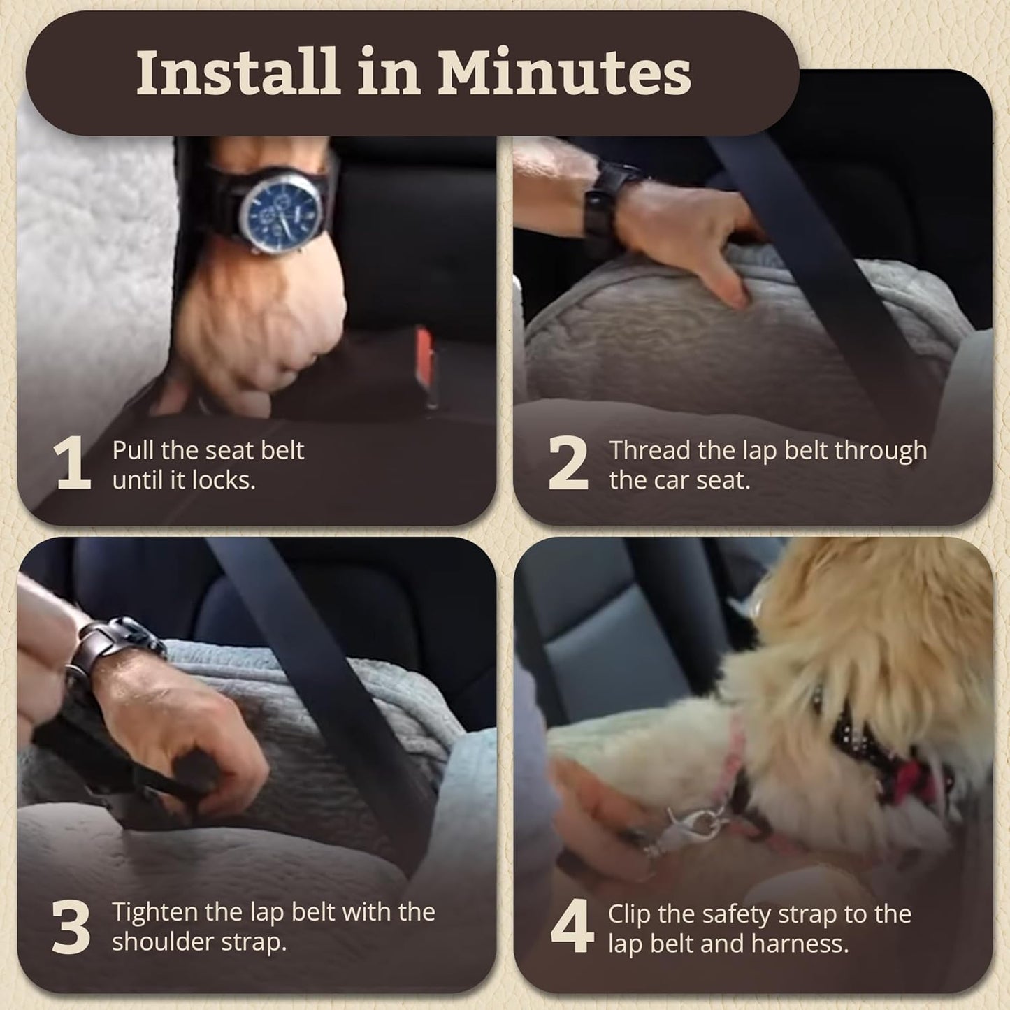 Snoozer Lookout I Car Seat - Dog Car Seats for Small Dogs, Puppy Booster Bed for Small & Medium Sized Pets Up to 25 Lbs, Elevated, Washable - Medium, Black Quilted