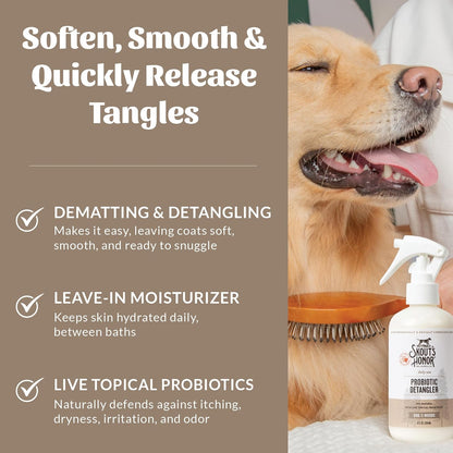 Skout's Honor Pet Detangler Spray - Hydrating & Conditioning with Avocado Oil & Probiotics, 97% Natural, Paraben & Sulfate-Free, softens for a brushable Coat, Daily Use, 8oz, Dog of The Woods, 2-Pack