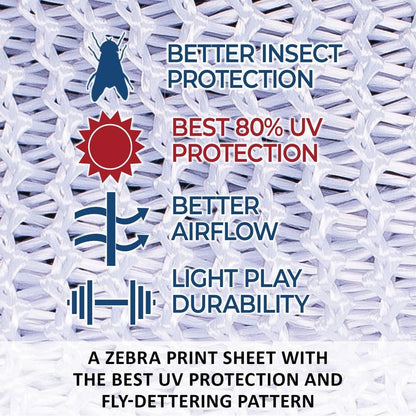 Schneiders Soft Interlock Mesh II Zebra Horse Fly Sheets | Striking Zebra Pattern for Fly Deterrence & Superior UV Protection