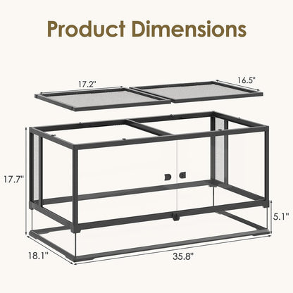 Erinnyees 50 Gallon Reptile Terrarium, Front Opening Reptile Tank with Top Screen Ventilation, Bearded Dragon Tank with Heating Pad Space and Sliding Cable Outlet for Lizard, Snakes, Turtles