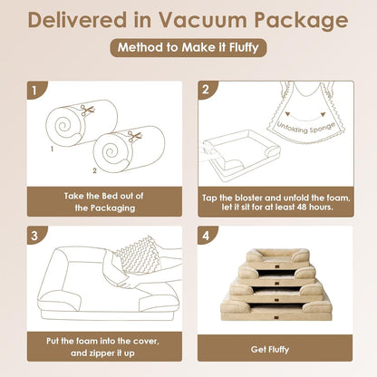 EHEYCIGA Orthopedic Dog Bed for Medium Dogs, Waterproof Memory Foam Medium Dog Beds with Sides, Non-Slip Bottom and Egg-Crate Foam Pet Couch Bed with Washable Removable Cover, Greige