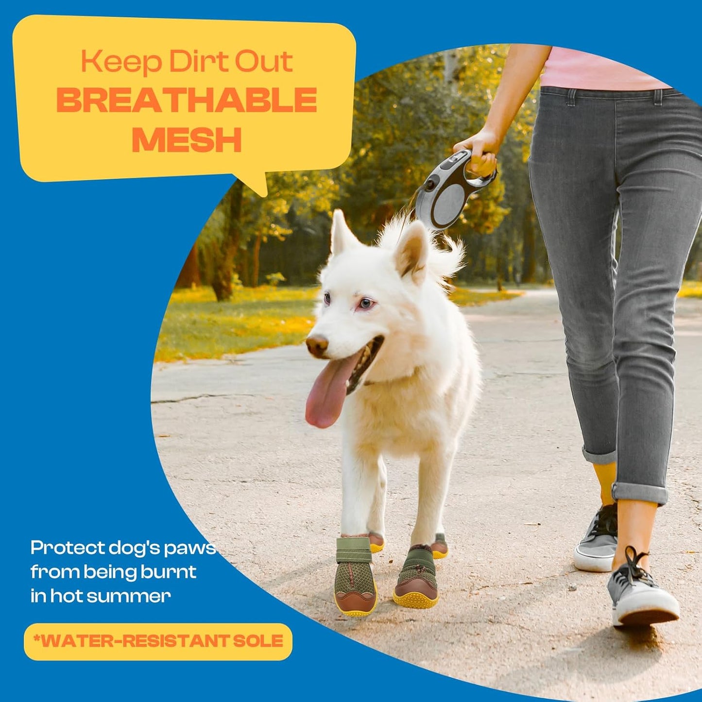 Dog Shoes for Large Dogs, Medium Dog Boots & Paw Protectors for Hardwood Floors, Outdoor Dog Booties for Hot Pavement Winter Snow Hiking, Breathable Dog Shoes with Reflective Strips Size 8