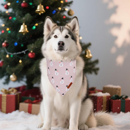 PTDECOR Christmas Dog Bandana, Santa and Snowman Design Reversible Holiday Pet Scarf, Premium Durable Fabric, Triangle Christmas Bandanas for Medium Large Dogs Pets (Large)