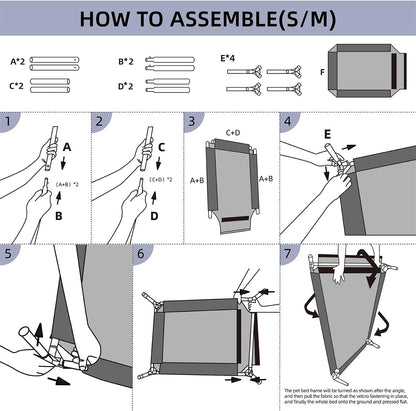 pettycare Elevated Outdoor Dog Bed - Dog Cots for Small Pet, Heavy Duty Raised Cot Waterproof, Cooling Pets Bed with Washable Durable Teslin Mesh and Non Slip Feet, 28 Inches, Grey