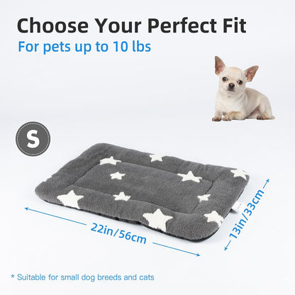 Mora Pets Cat Bed for Indoor Cats Washable Dog Crate Pad Cute Star Dog Bed Mat for Small Dogs Pet Kennel Pad for Cage Soft Flat Puppy Kitten Cushion Sleeping Anti-Slip Grey 22 x 13