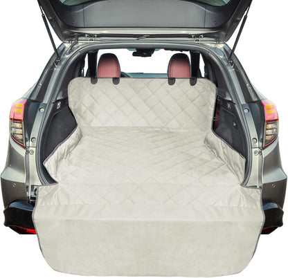 F-color SUV Cargo Liner for Dogs, Water Resistant Pet Cargo Cover Dog Seat Cover Mat for SUVs Sedans Vans with Bumper Flap Protector, Non-Slip, Large Size Universal Fit, Beige