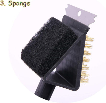 QBLEEV Stainless Steel Triangle Long Bird Cleaning Brush, Multi-Function Three-in-one Long Handle Brush, Pet Supply Cage Accessory for Parrot Birds