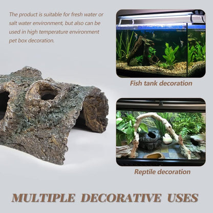 fazhongfa Reptile Hide Tree Trunk Lizard Snake Gecko Axolotl Spider Turtles Bearded Dragon Tank Accessories Large Hollow Log for Aquarium or Fish Tank Resin Wood Decorations Ornament