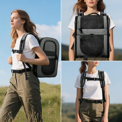 Apollo Walker Pet Carrier Backpack for Large/Small Cats and Dogs, Puppies, Safety Features and Cushion Back Support for Travel, Hiking, Outdoor Use (Gray-Expandable)