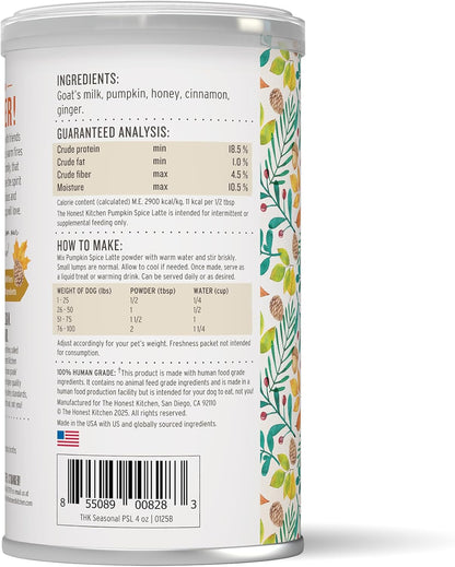 The Honest Kitchen Pumpkin Spice Latte, 4oz Canister