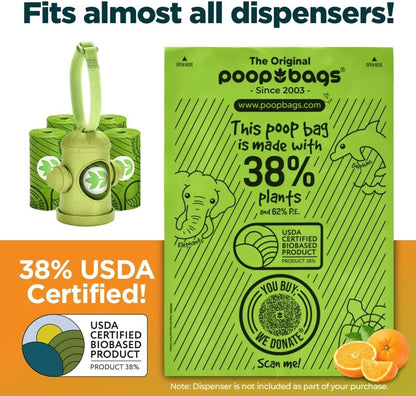 The Original Poop Bags® Dog Poop Bags Rolls – Orange Scented, 38% Plant-Based, USDA Certified, Heavy-Duty Poop Bags for Dogs, 960 Count