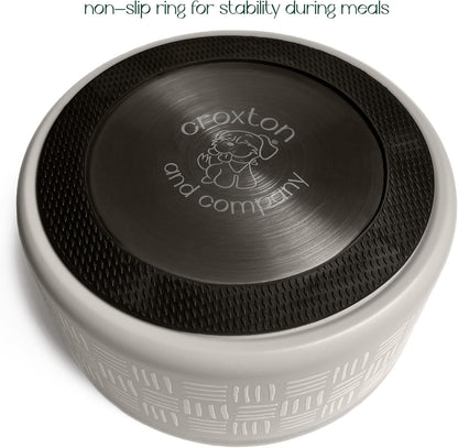 CROXTON & CO. Stainless Steel Pet Bowl for Dogs & Cats | Insulated Food Bowls for Dog Cat | No Tip No Slip | Non-Slip Rubber Base | Dishwasher Safe | Medium (4 Cups)