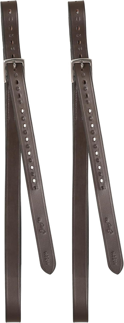 Exion Pre-Stretched Leather Stirrup Leathers for English Saddles | Premium Vegetable-Tanned Non-Stretch Stirrups for Jumping, Dressage & Schooling | 18-Hole Numbered Adjustment & SS Buckles