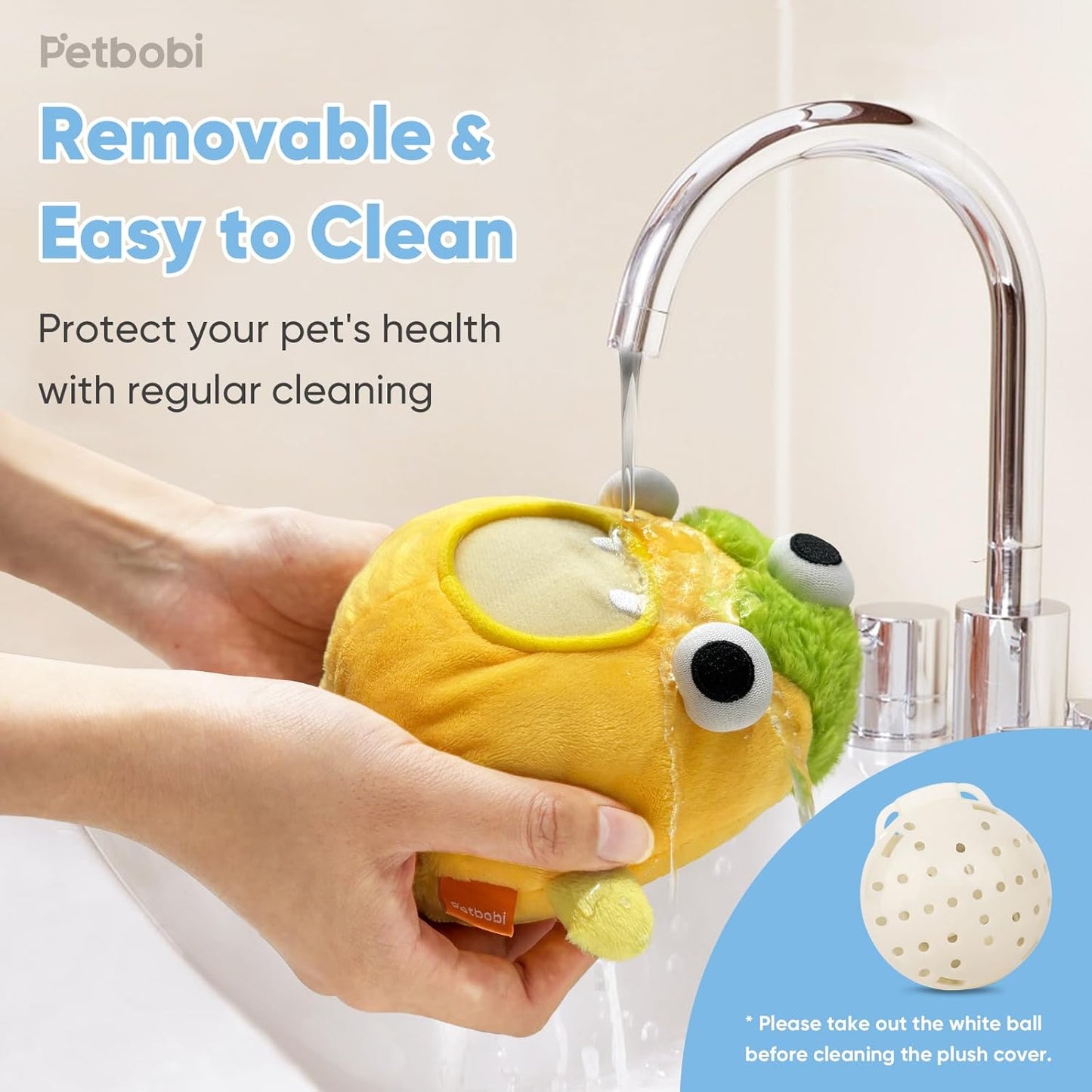 Petbobi Interactive Dog Toys for Boredom - Moving Dog Toy for Stimulating Play, Pet Plush Squeaky Ball for Small Medium Breeds with 4 Batteries, Sunny Boy Bobby