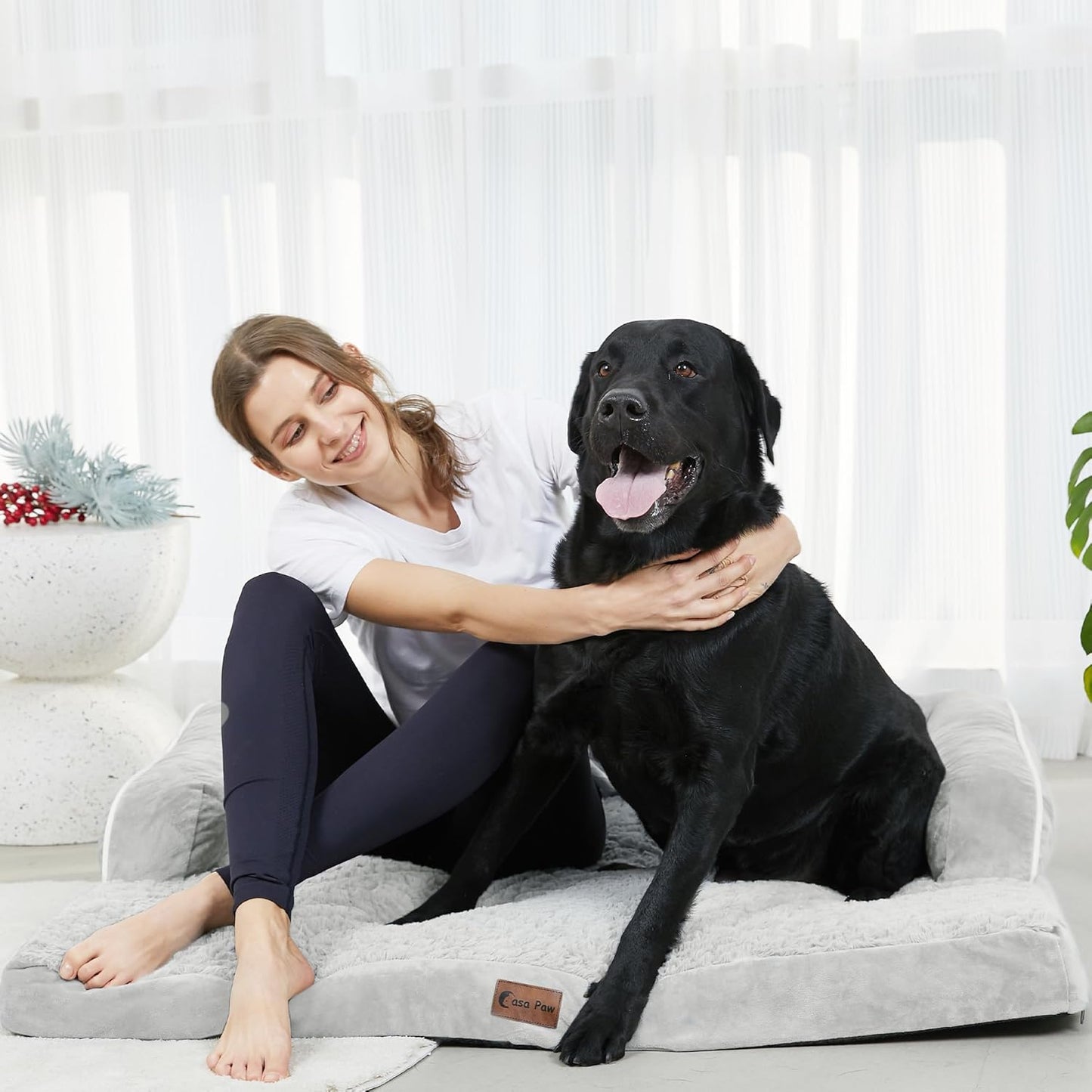 XXL Dog Bed with Bolsters, Orthopedic Dog Bed for Extra Large Dogs, Waterproof Pet Couch Beds XLarge, Big Pet Sofa with Removable Washable Cover, Nonskid Bottom (XX-Large,Grey White)