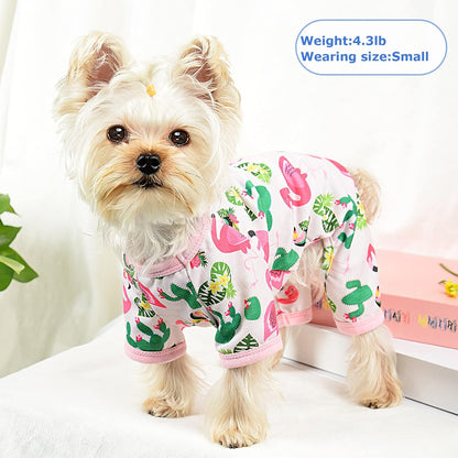 Dog Pajamas Pjs Summer Dog Clothes for Small Dogs Girl - Boy - Medium Size Dogs, Soft Stretchy Puppy Clothes Fall Doggie Onesies Cat Pet Jammies Outfit Flamingo Pink