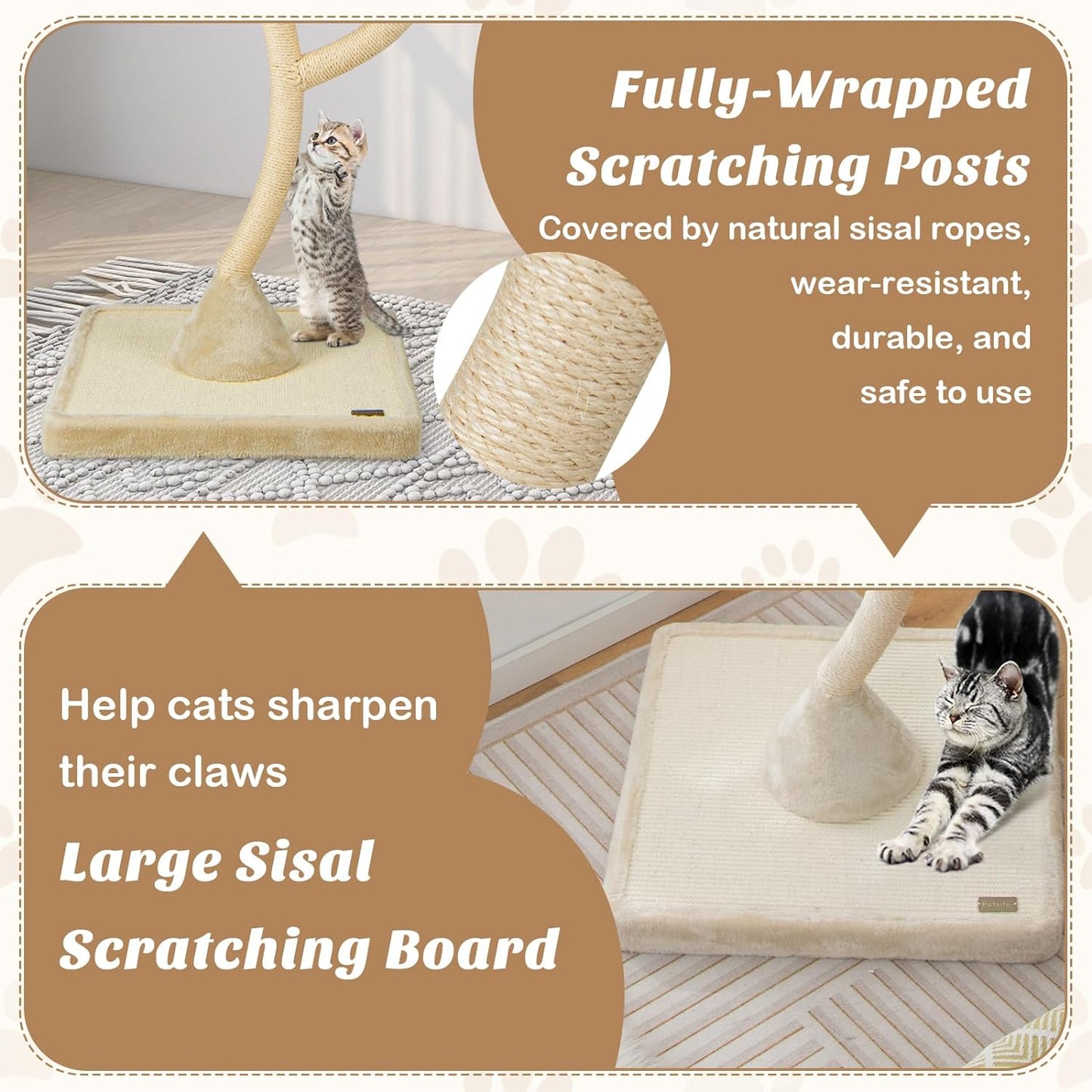 PETSITE 70" Tall Cat Tree, Cat Tower with Scratching Posts and Board, Multi-Level Cat Tower for Large Cats 20 lbs+ with 3 Cozy Perches and Dangling Balls, Modern Cat Tree for Indoor Cats Large Adult