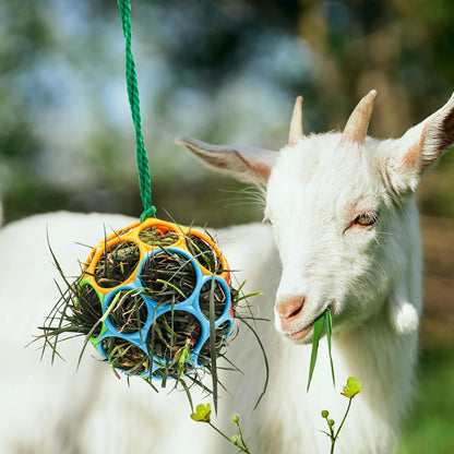 Besimple 2 Pack Horse Treat Ball Hay Feeder Toy, Goat Feeder Ball Hanging Feeding Toy for Horse Goat Sheep Relieve Stress (Colorful)
