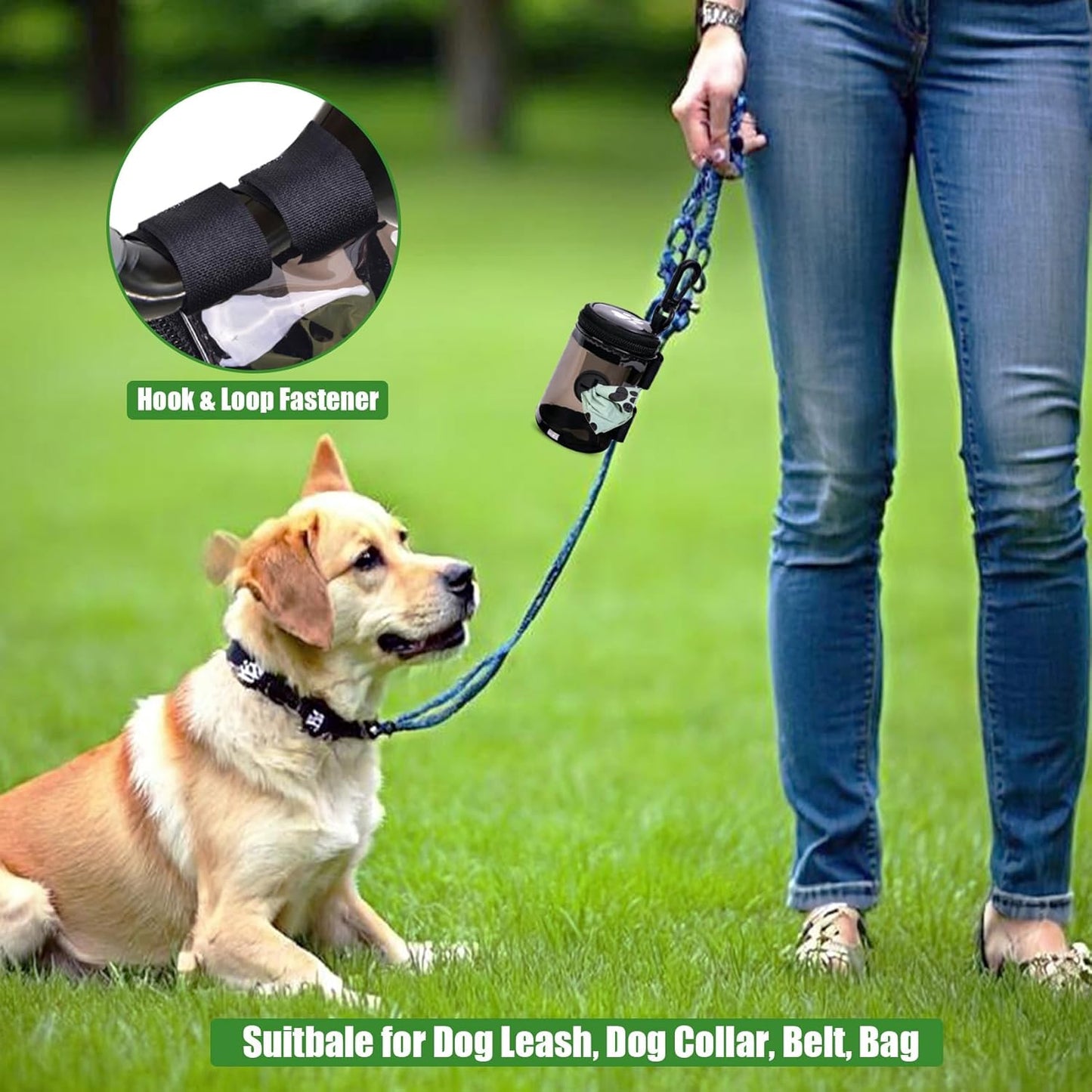 Dog Waste Bag Dispenser Poop Bag Dispenser for Leash Accessory dog Poop Bag Holders Fits Dog Leash Include Hand Free Holder, Clear, No-PUXYB