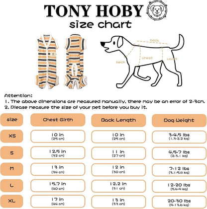 TONY HOBY Male Dog Pajamas, 4 Legged Dog Jumpsuit with Brown Stripe, Dogs Shirt for Small Medium Dogs (Brown, Boy, XS)
